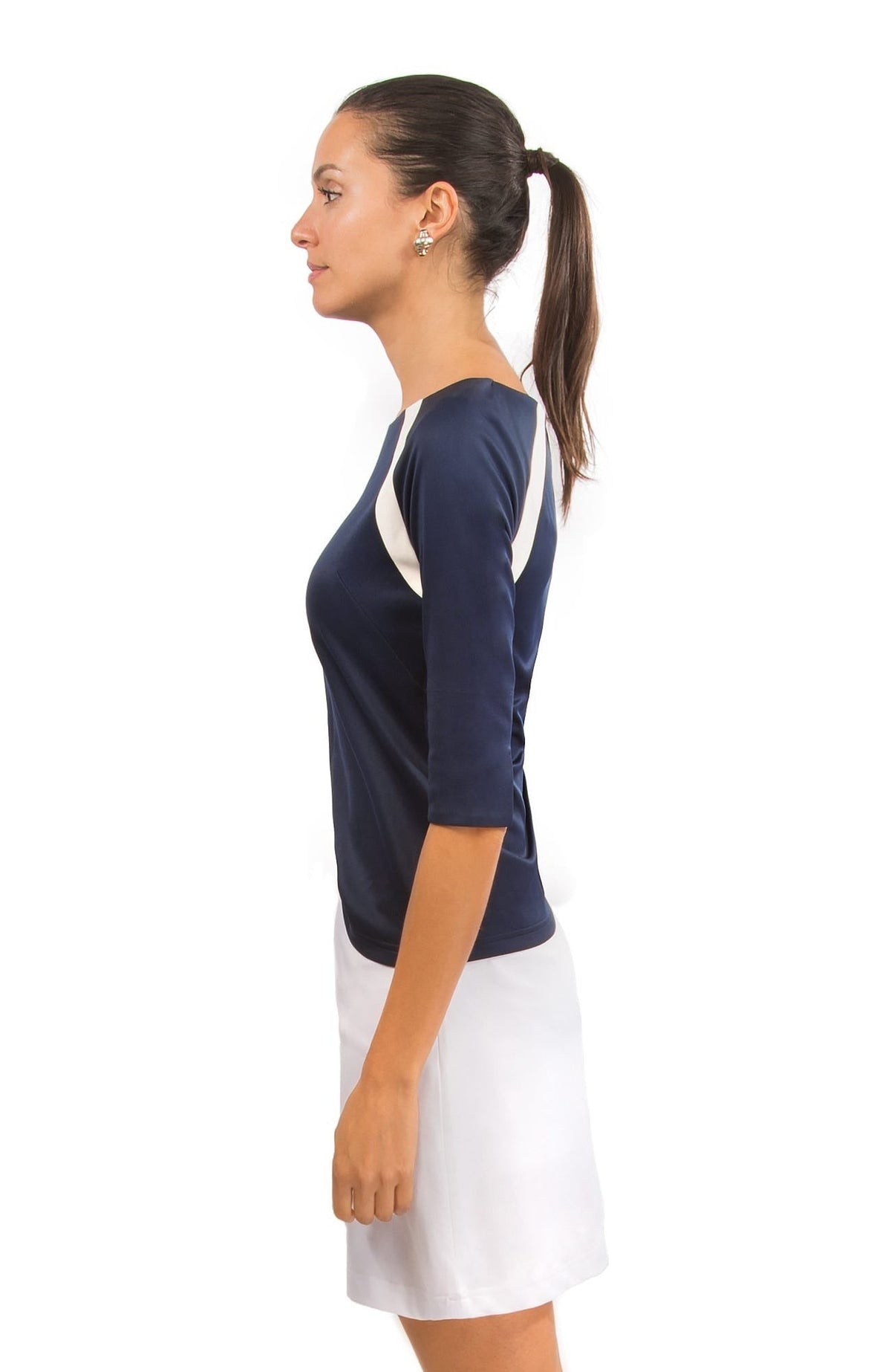 Jersey Tee Topper - Color Block - Final Sale Navy White