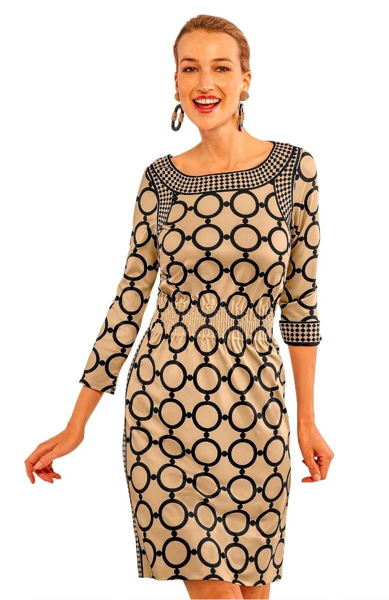 The Cinch Dress - Dip & Dot - Final Sale Khaki
