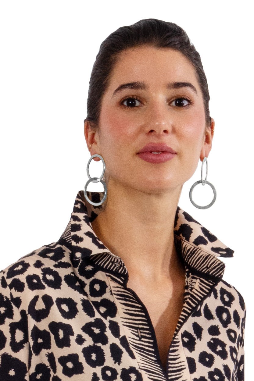 The Double Earrings Silver One Size