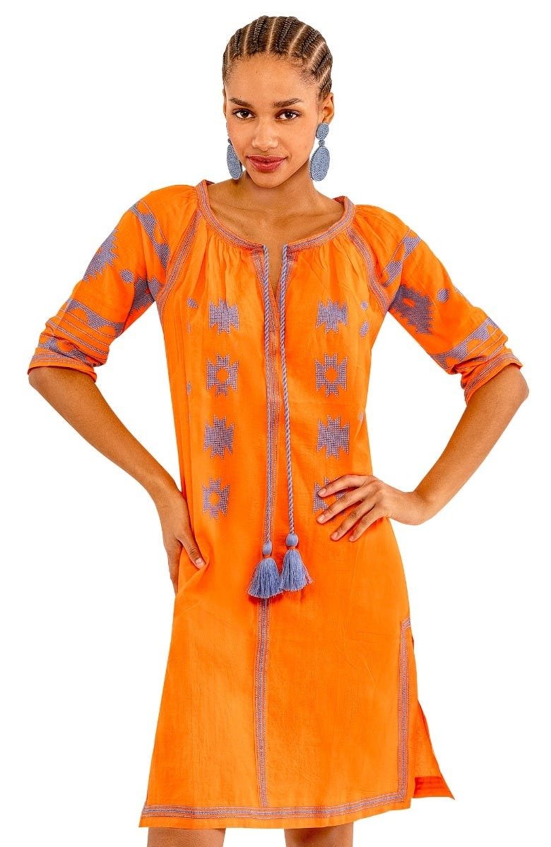 The Montezuma Dress - Final Sale Orange Peri