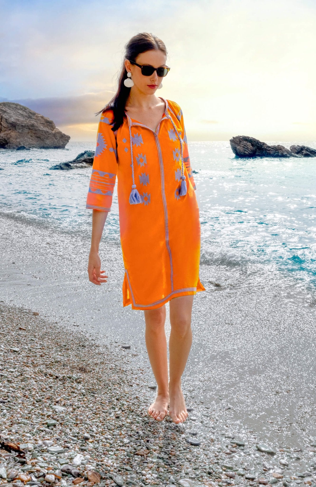 The Montezuma Dress - Final Sale Orange Peri