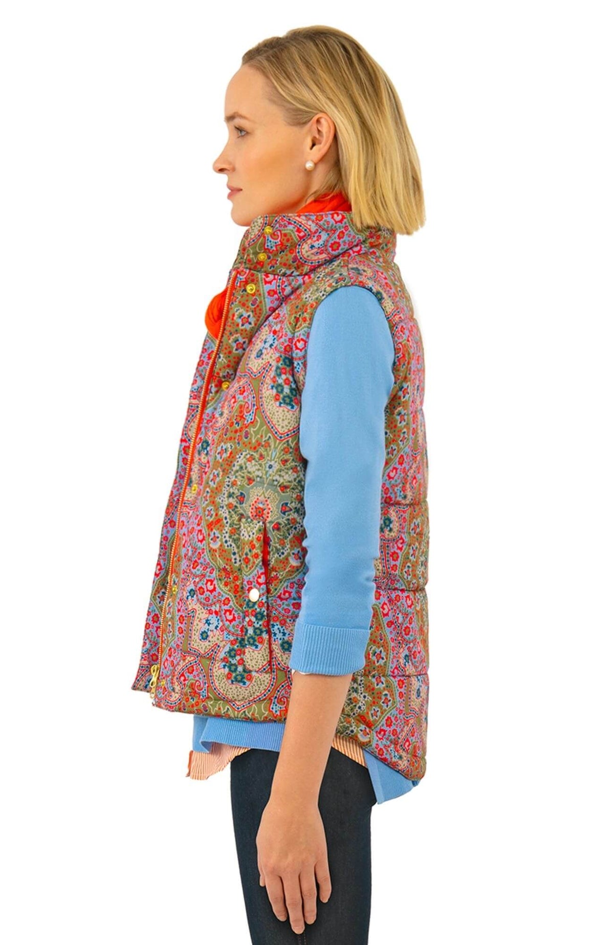The Puffer Vest - Pleasantly Paisley - Final Sale Olive