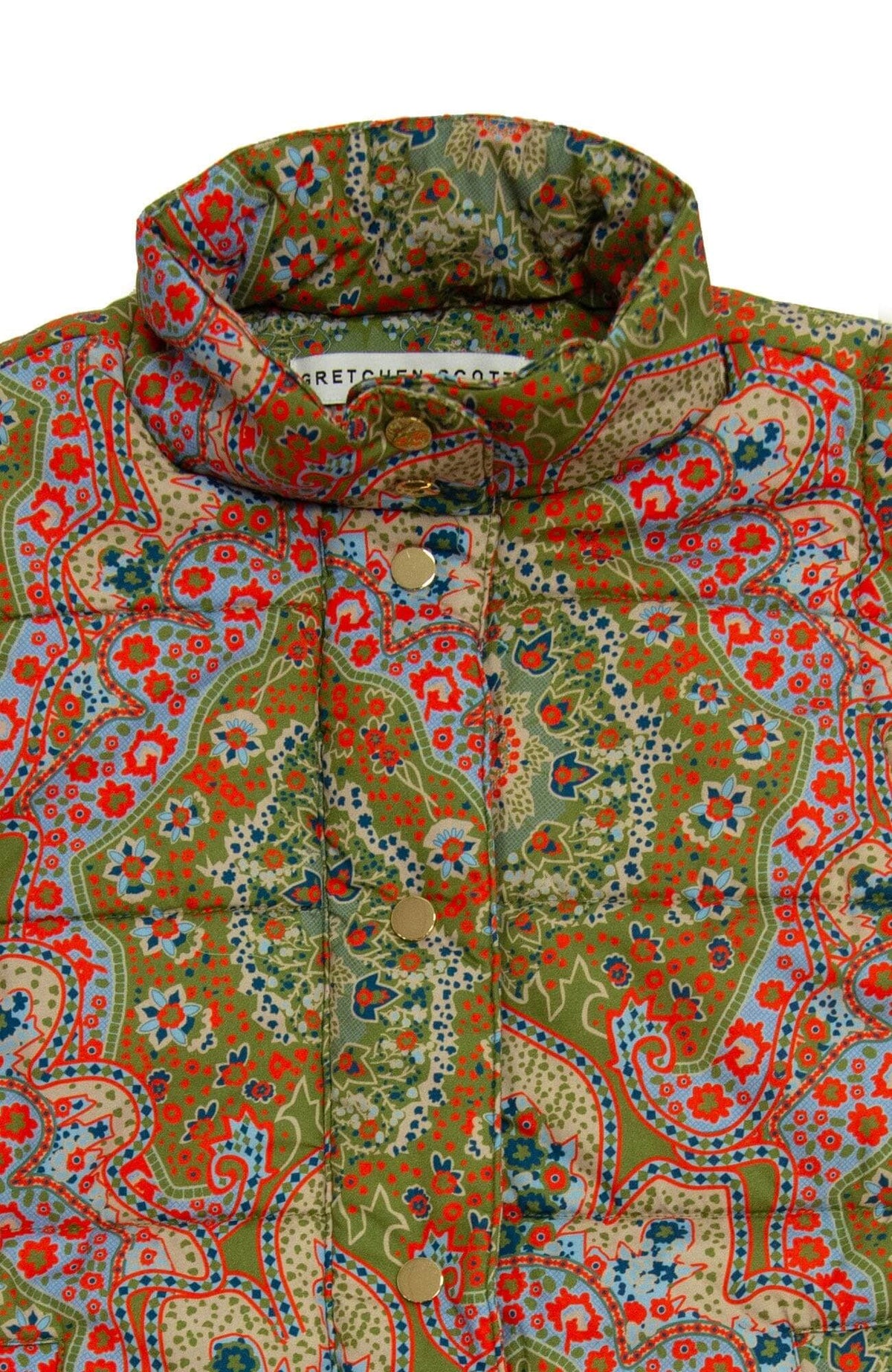 The Puffer Vest - Pleasantly Paisley - Final Sale Olive