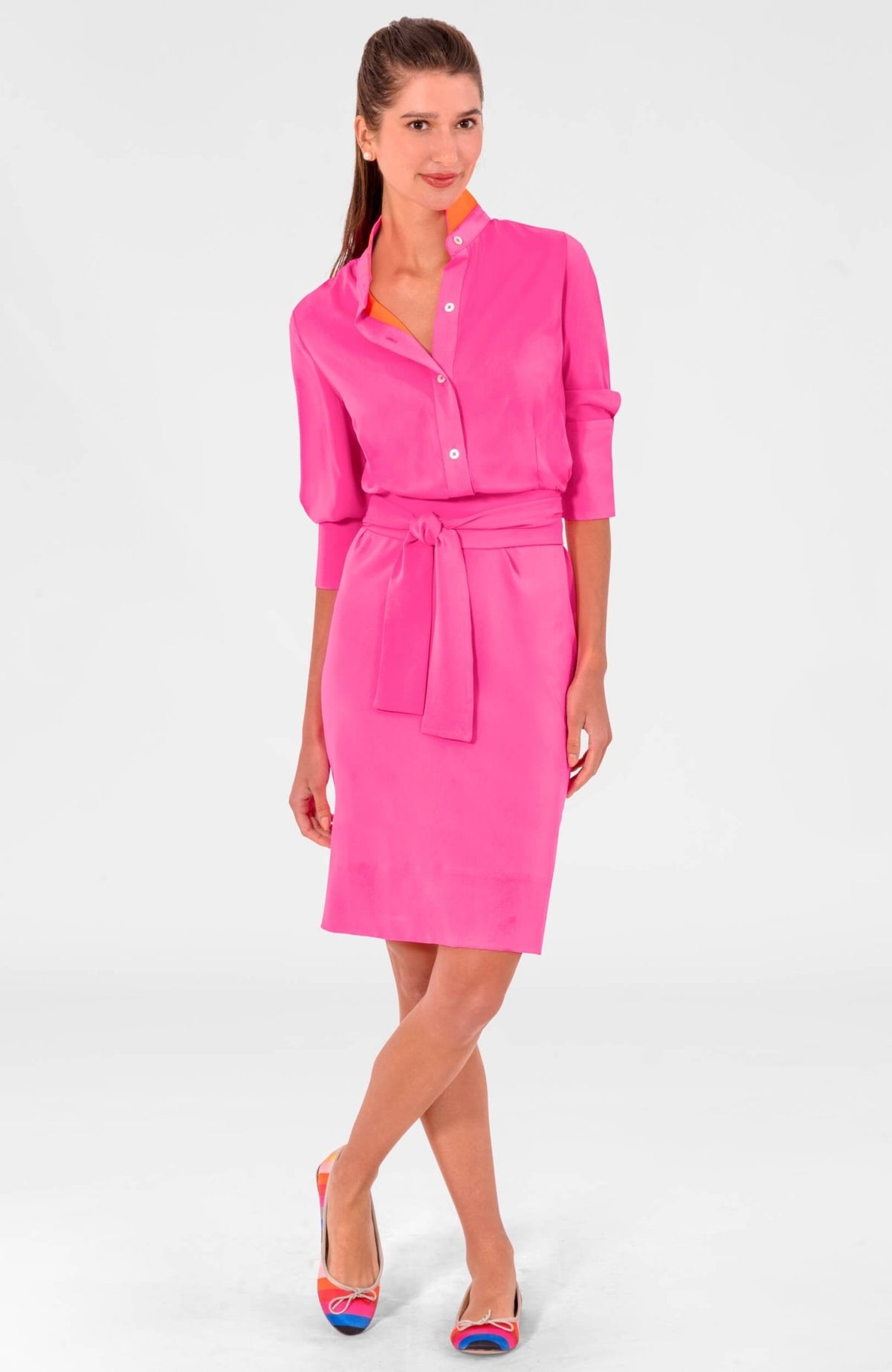 The Sophisticate Dress - Silky Heaven- Final Sale Shocking Pink