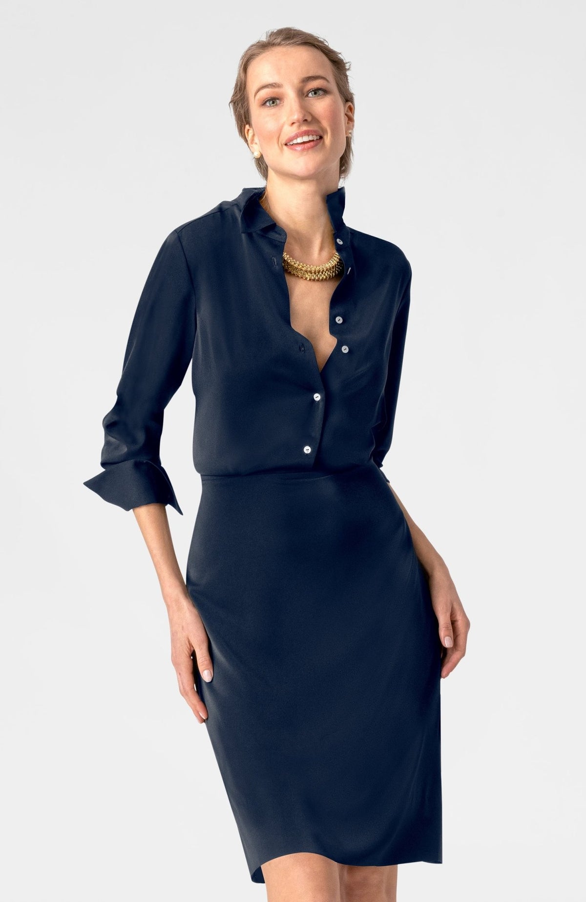 The Sophisticate Dress - Silky Heaven- Final Sale Navy