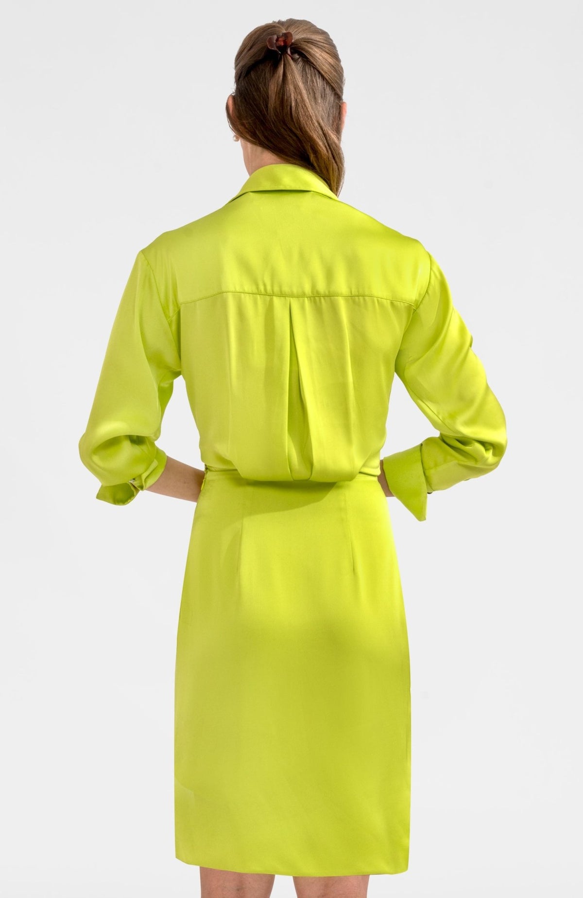 The Sophisticate Dress - Silky Heaven- Final Sale Lime