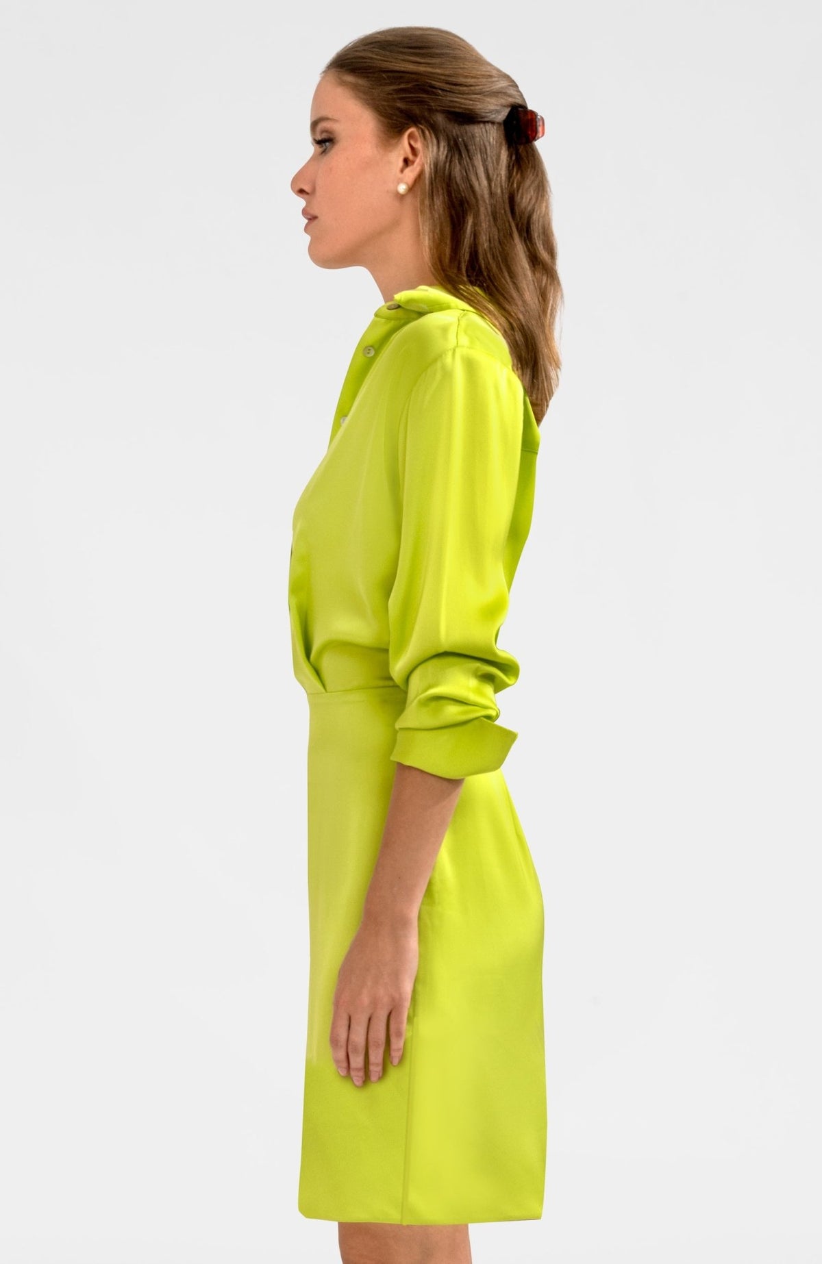 The Sophisticate Dress - Silky Heaven- Final Sale Lime