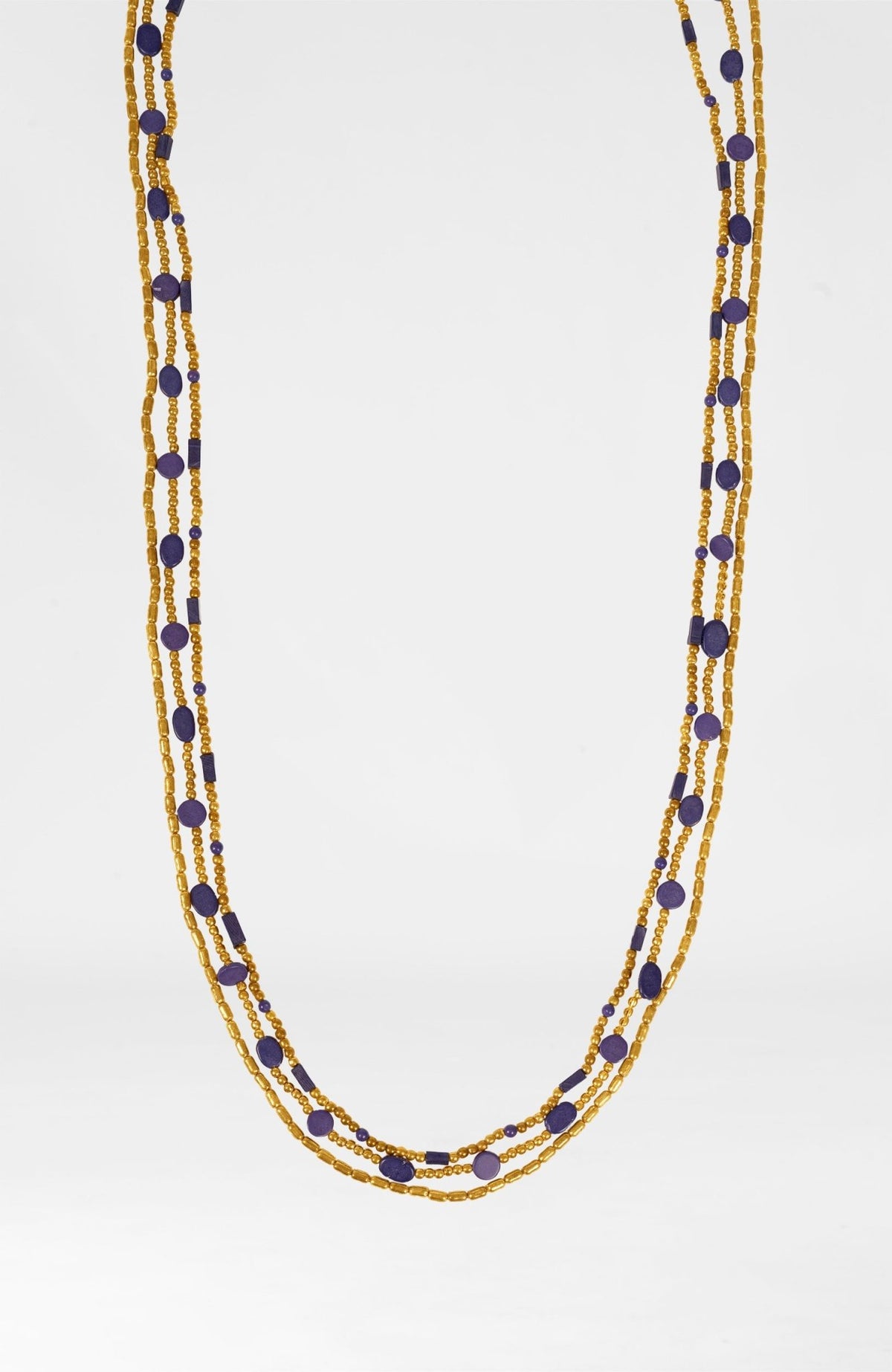 "The Trio" Necklace Lapis Gold One Size