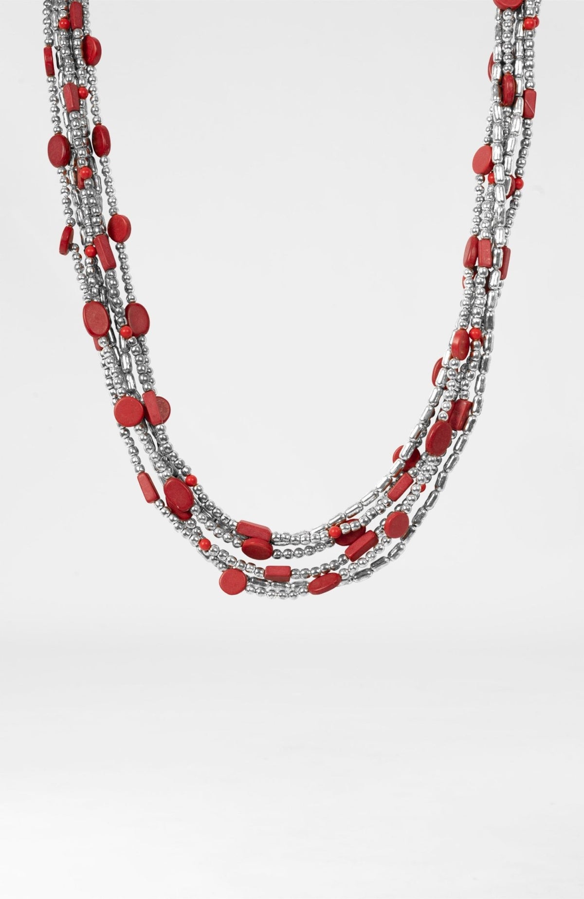 "The Trio" Necklace Coral Silver One Size