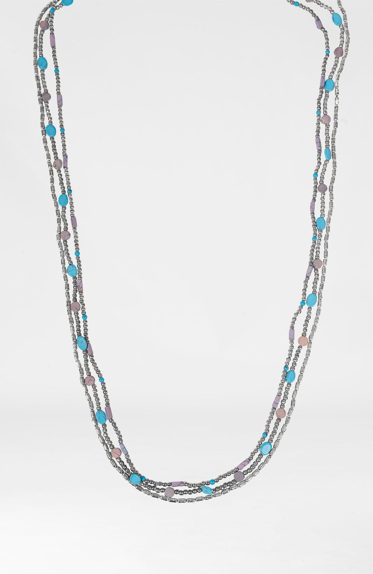 "The Trio" Necklace Turq Silver One Size