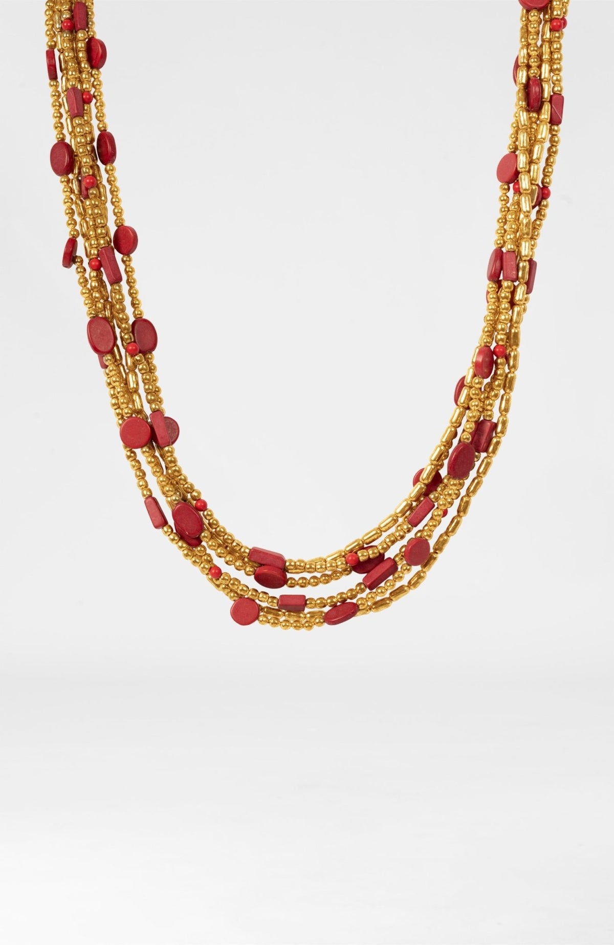 "The Trio" Necklace Coral Gold One Size