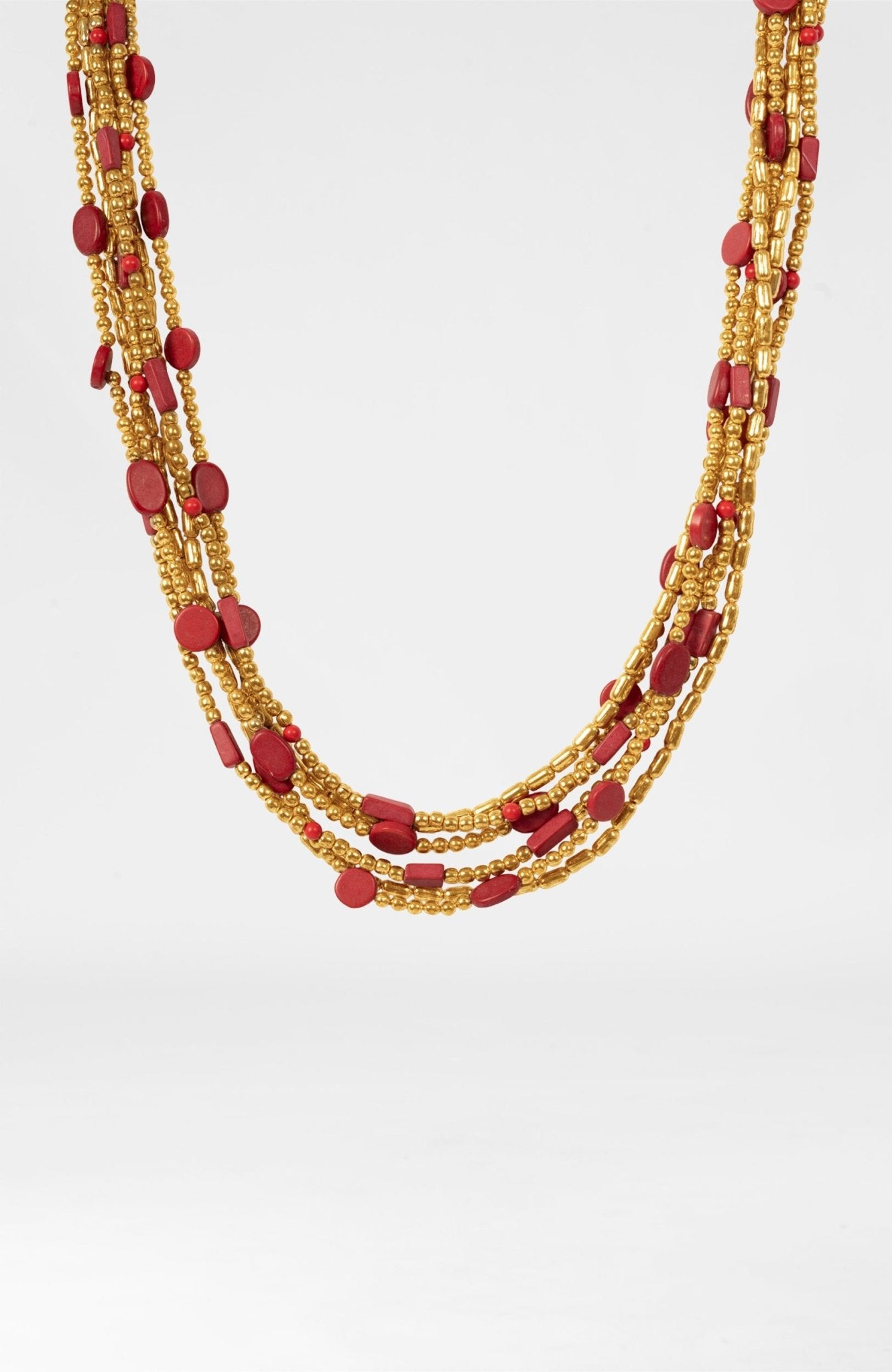 "The Trio" Necklace Coral Gold One Size