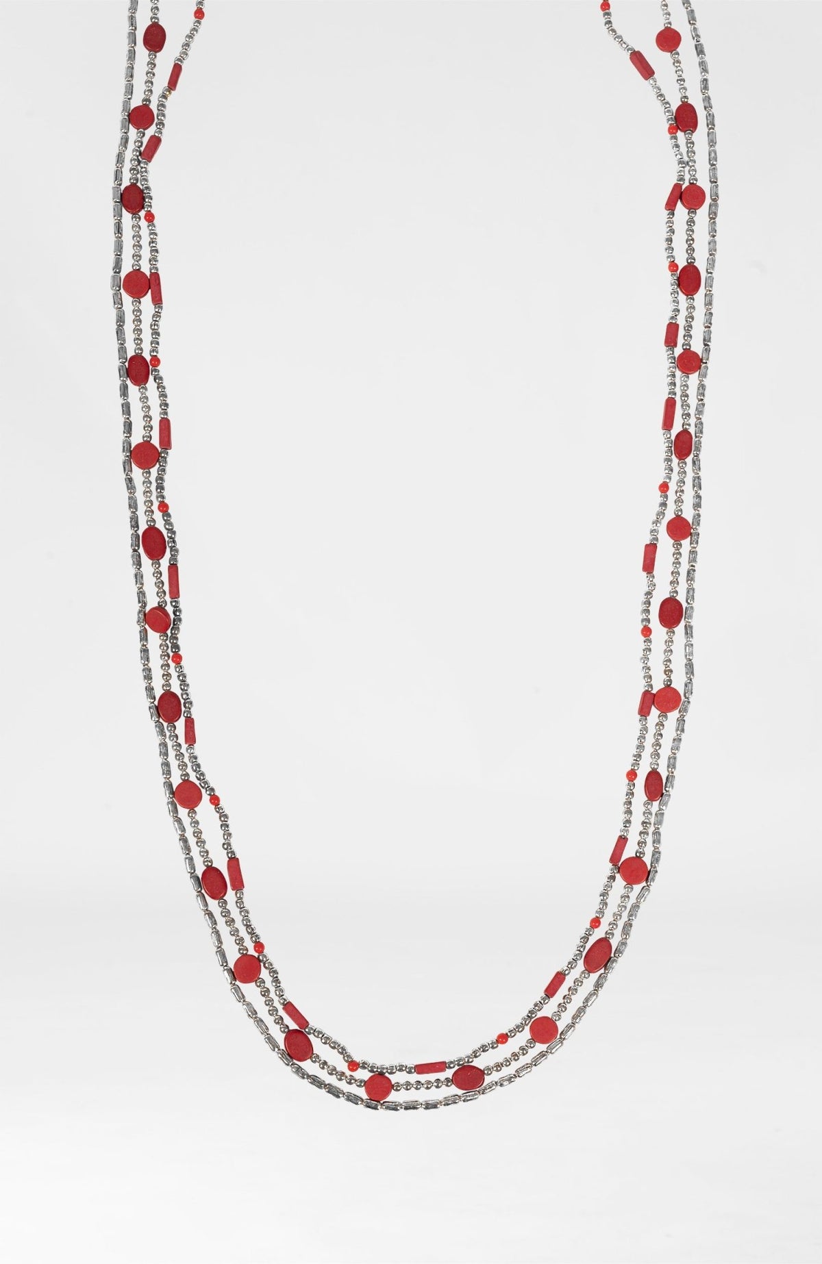 "The Trio" Necklace Coral Silver One Size