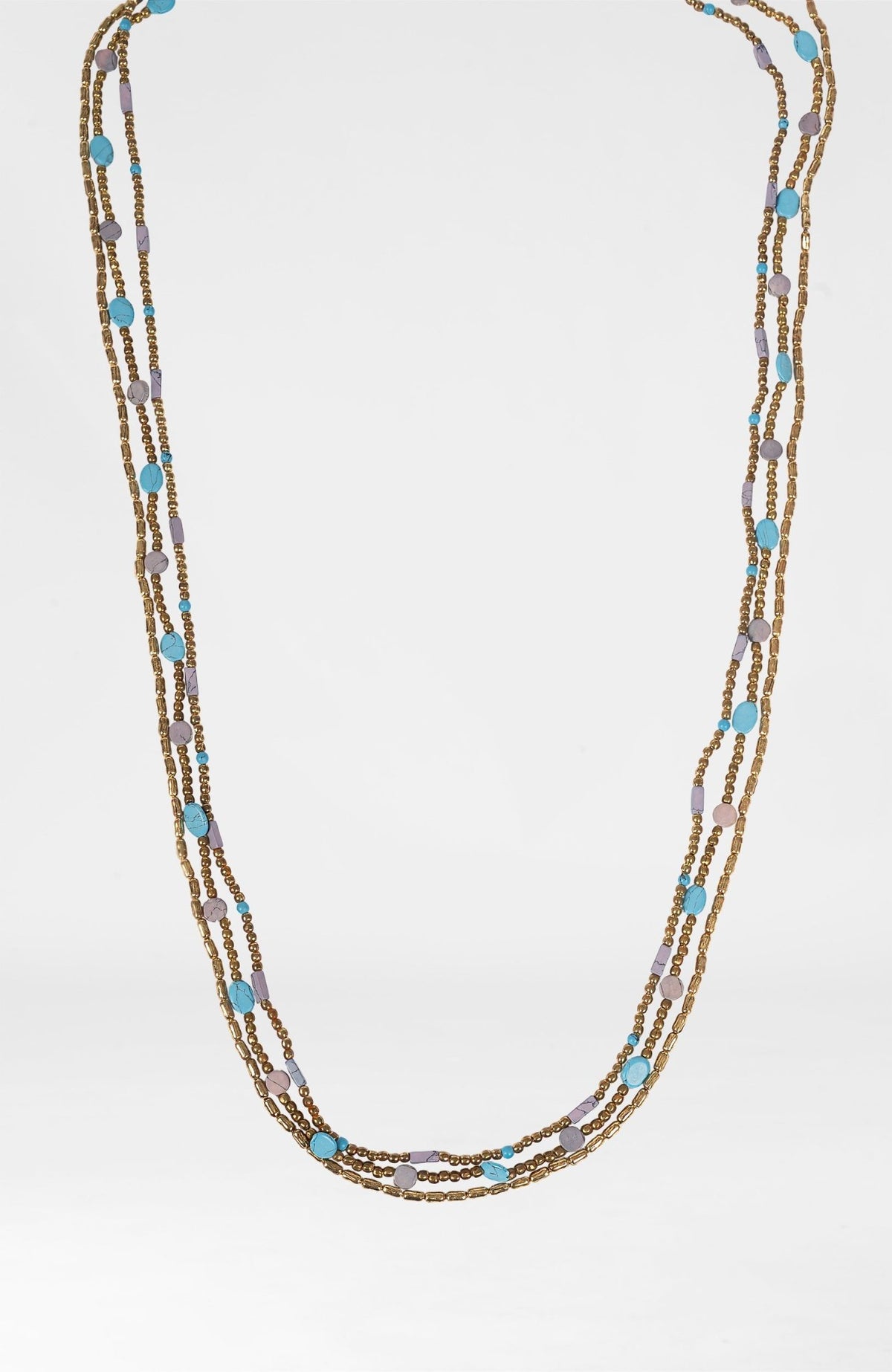 "The Trio" Necklace Turq Gold One Size