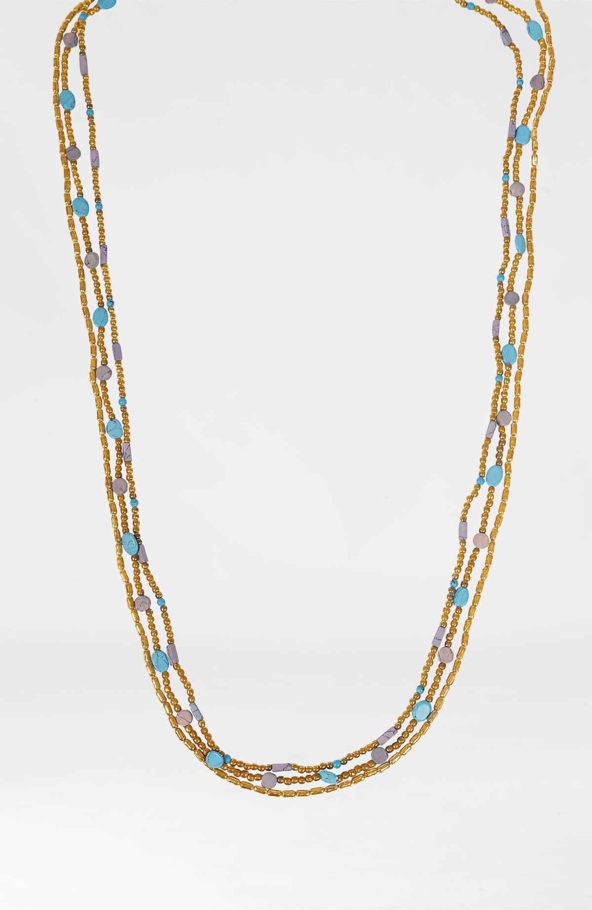 "The Trio" Necklace Turq Gold One Size