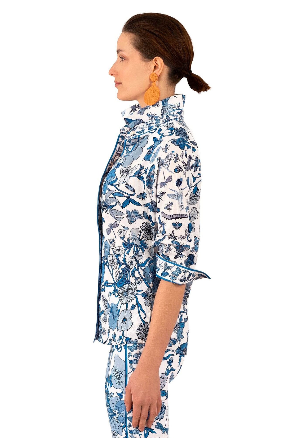 Cotton Boyfriend Shirt - Birds &amp; the Bees - Final Sale Blues