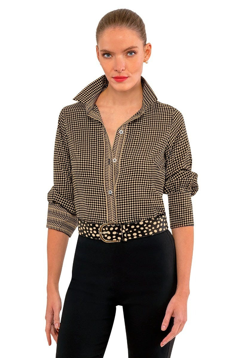 Boyfriend Shirt - Checkmate Black Khaki