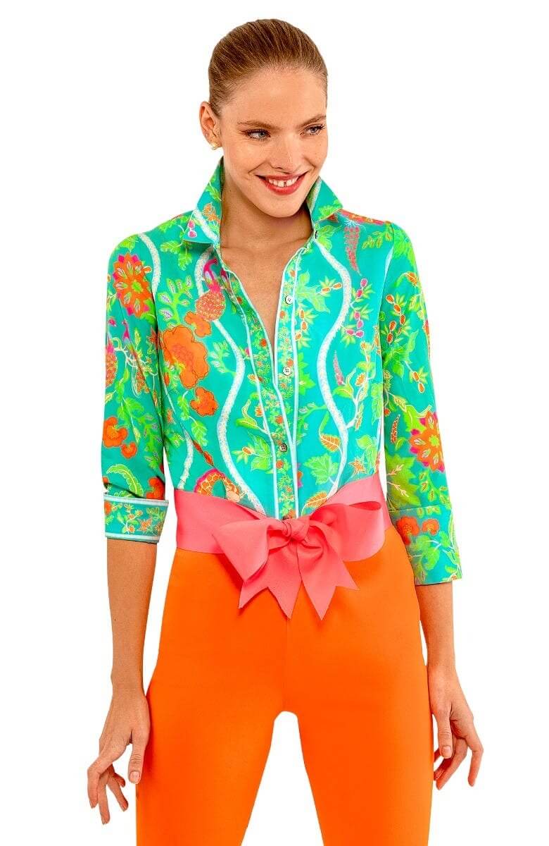 Boyfriend Shirt - Jungle Symphony Turq Orange