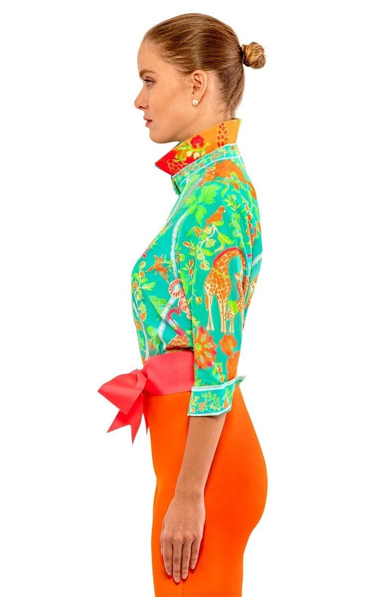 Boyfriend Shirt - Jungle Symphony Turq Orange