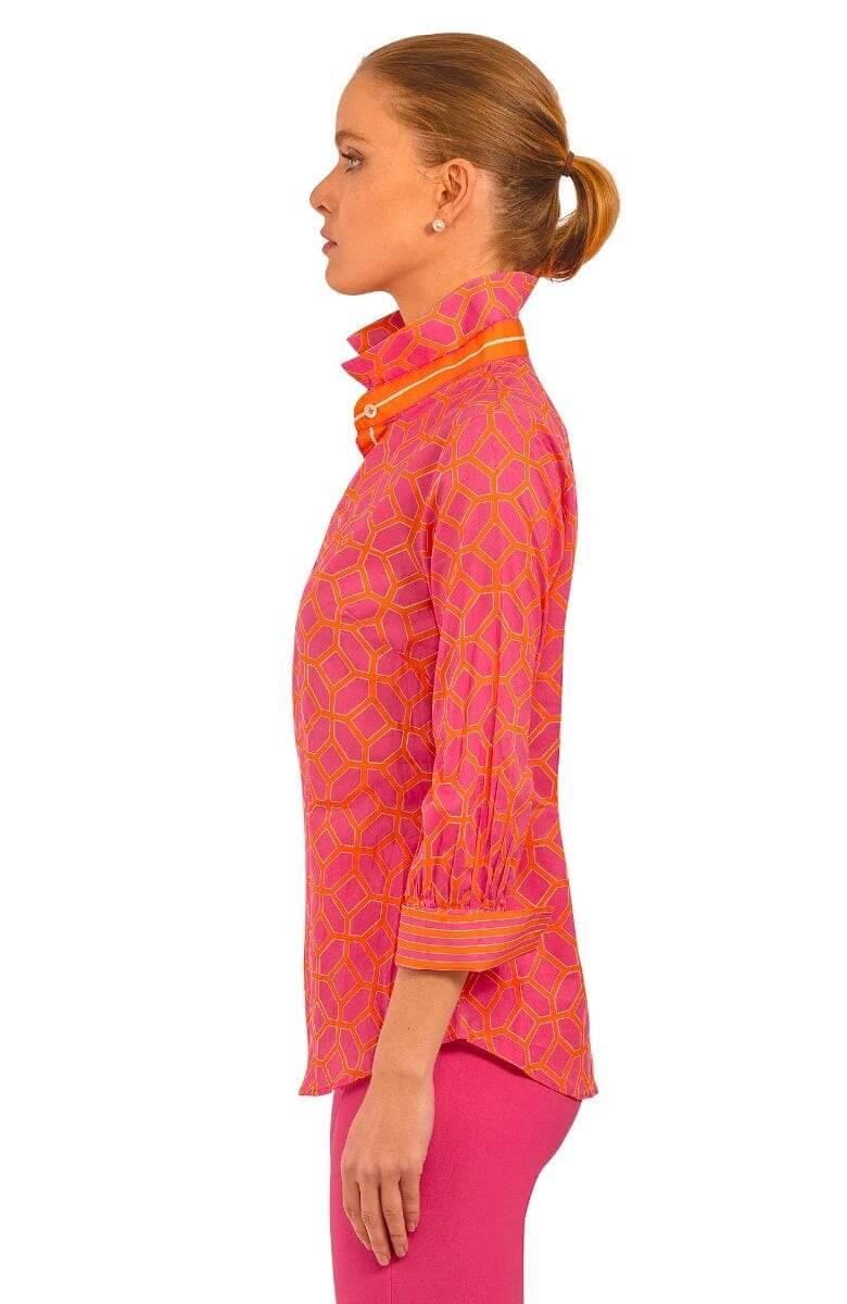 Cotton Boyfriend Shirt - Lucy In The Sky With Diamonds - Final Sale Pink Orange