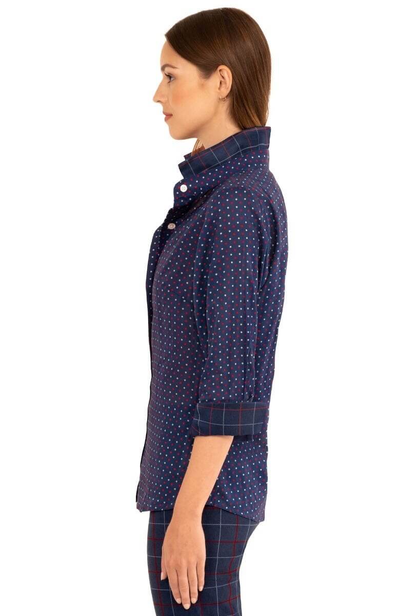 Boyfriend Shirt - Polka Dot - Final Sale Navy