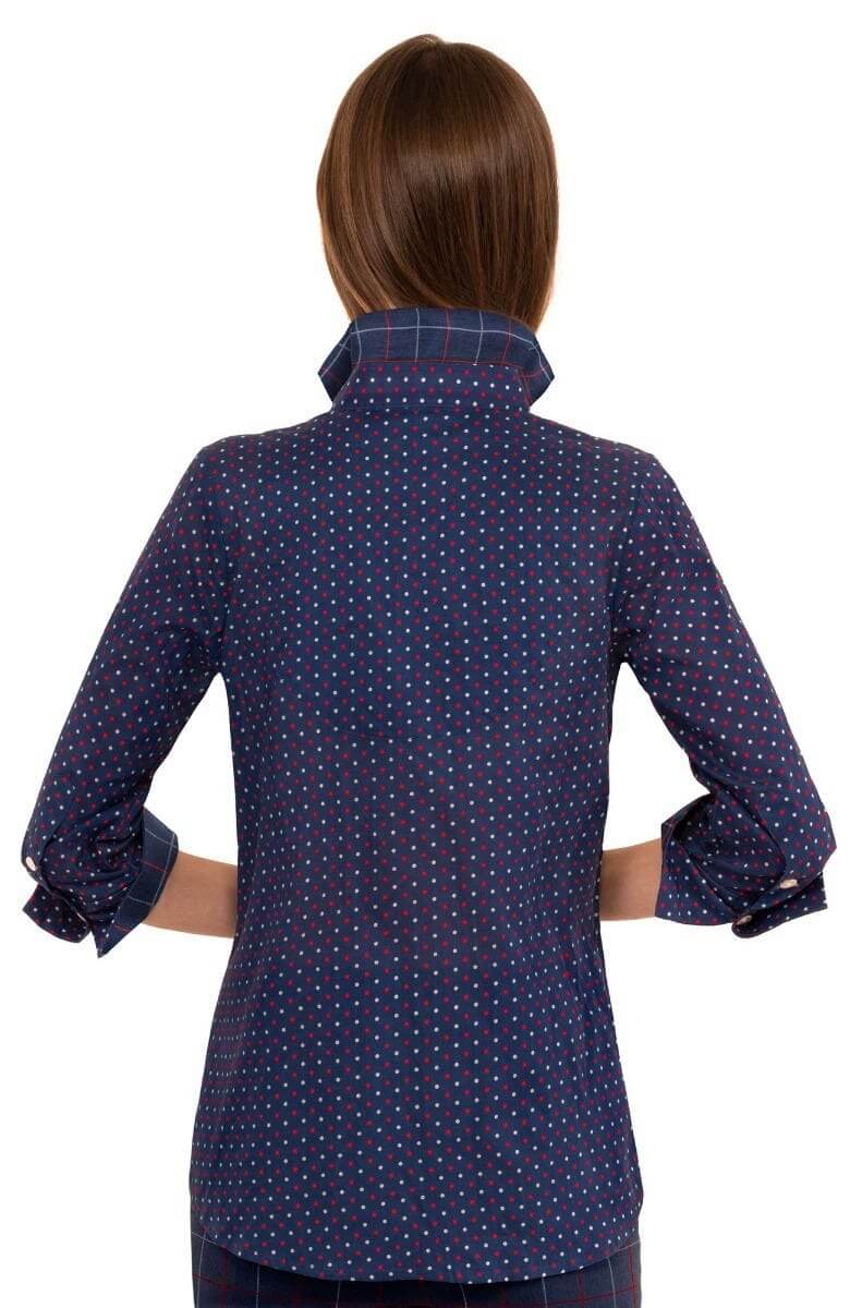 Boyfriend Shirt - Polka Dot - Final Sale Navy