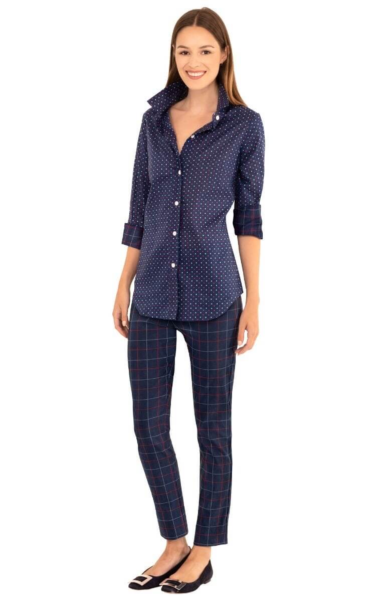 Boyfriend Shirt - Polka Dot - Final Sale Navy