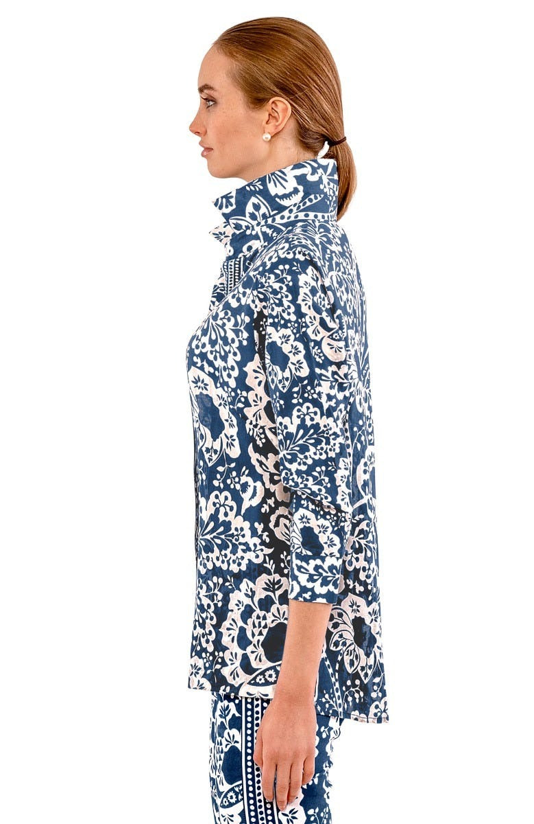 Comfy Cozy Shirt - Flora - Final Sale Navy