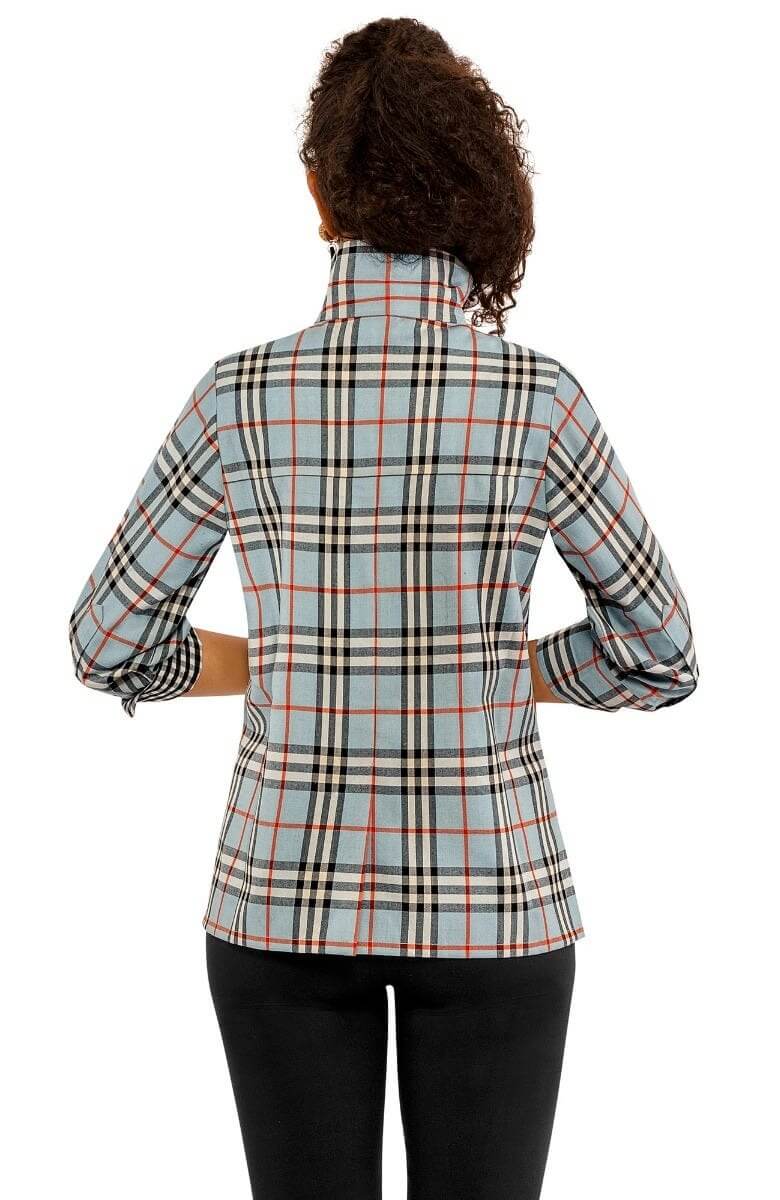 9-5 Cotton Shirt - Pretty Peri Plaid Blue