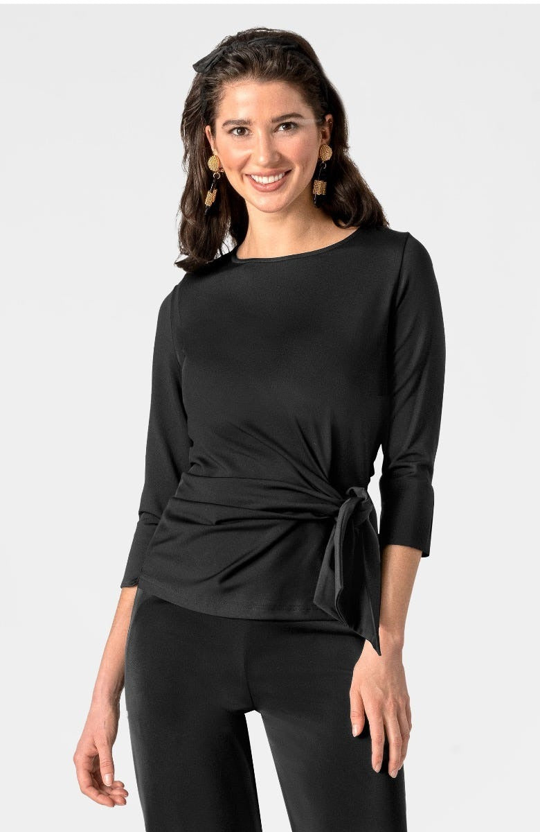 Cinch &amp; Tie Top - Solid Black