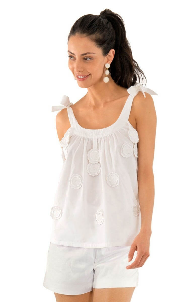 Girly Girl Embroidered PJ Set White