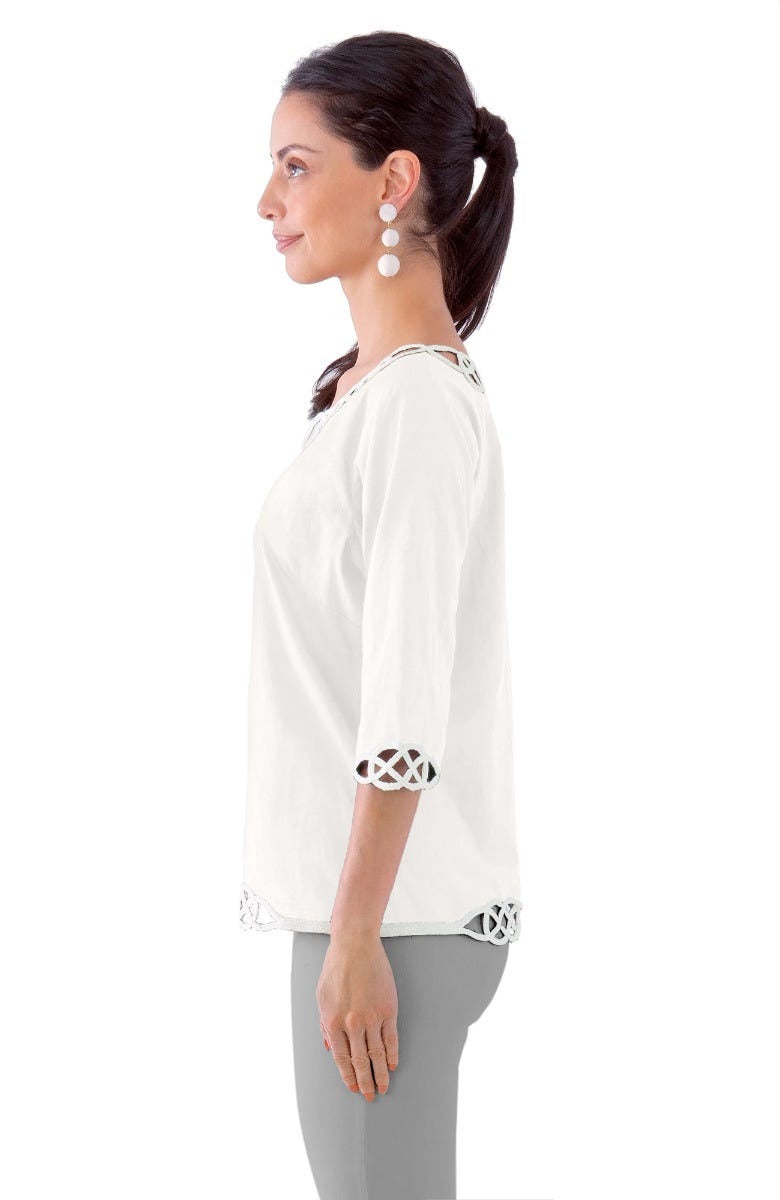 Embroidered Cut Top - Infinity - Final Sale White