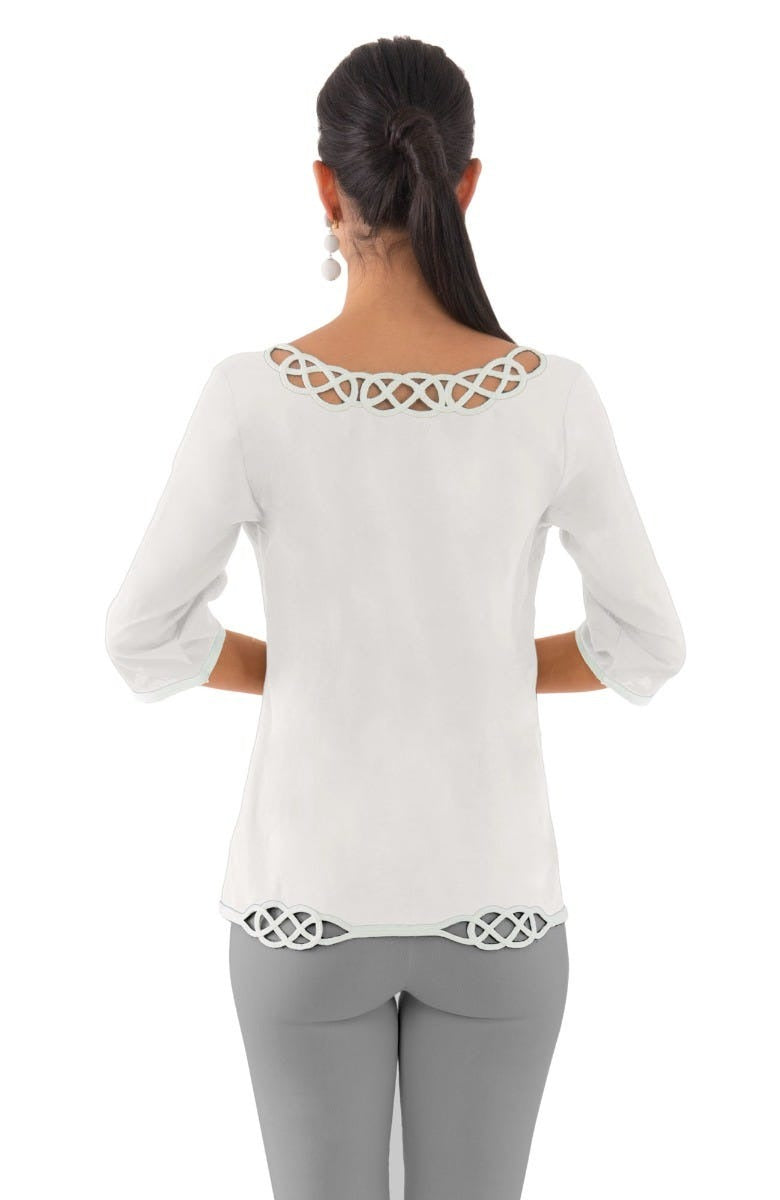 Embroidered Cut Top - Infinity - Final Sale White