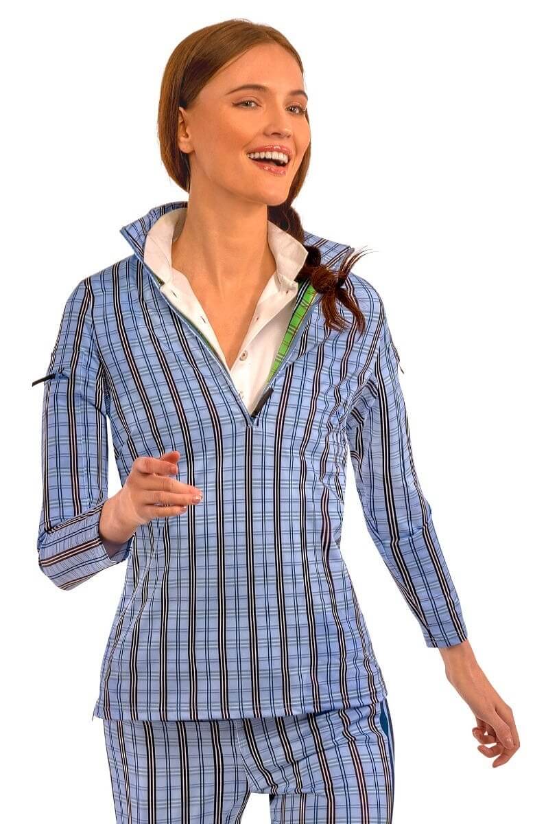 Half-Zip Pullover - Sunshine Plaid Periwinkle