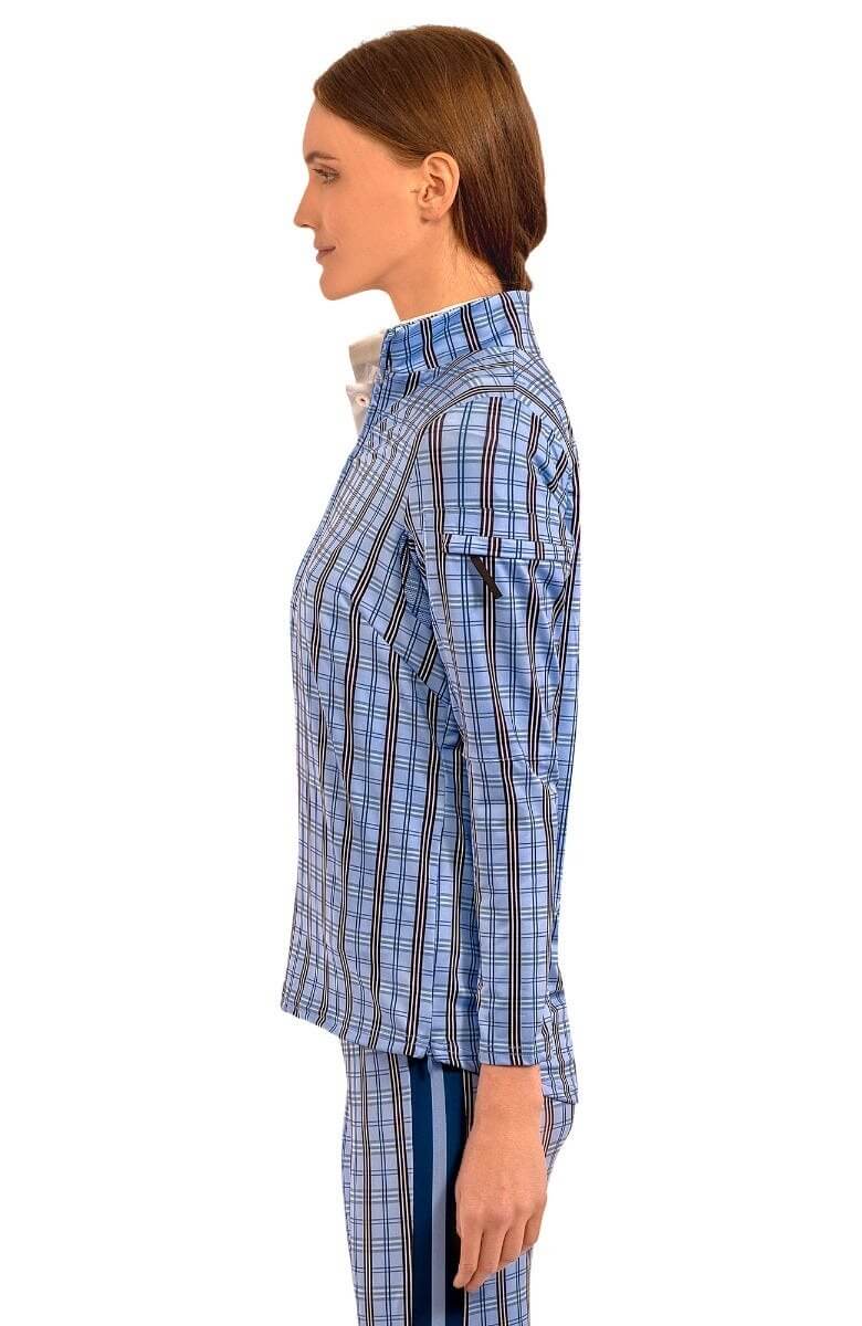 Half-Zip Pullover - Sunshine Plaid Periwinkle