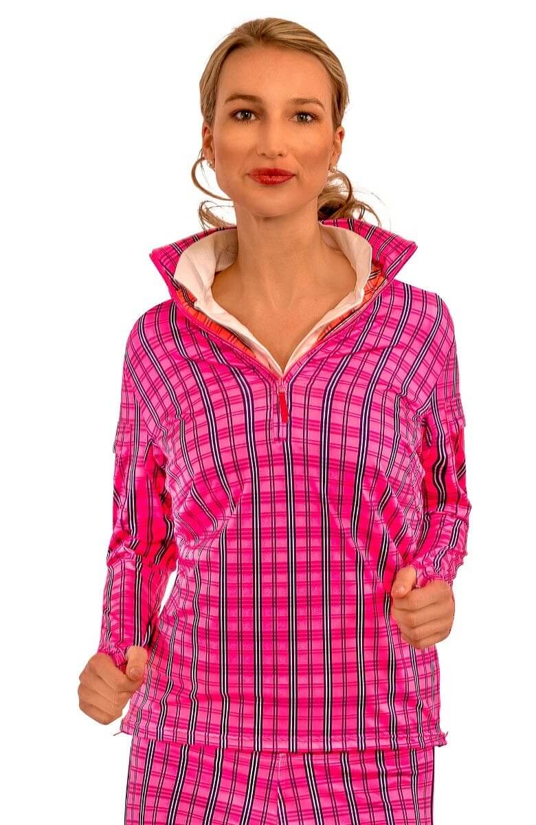 Half-Zip Pullover - Sunshine Plaid Pink