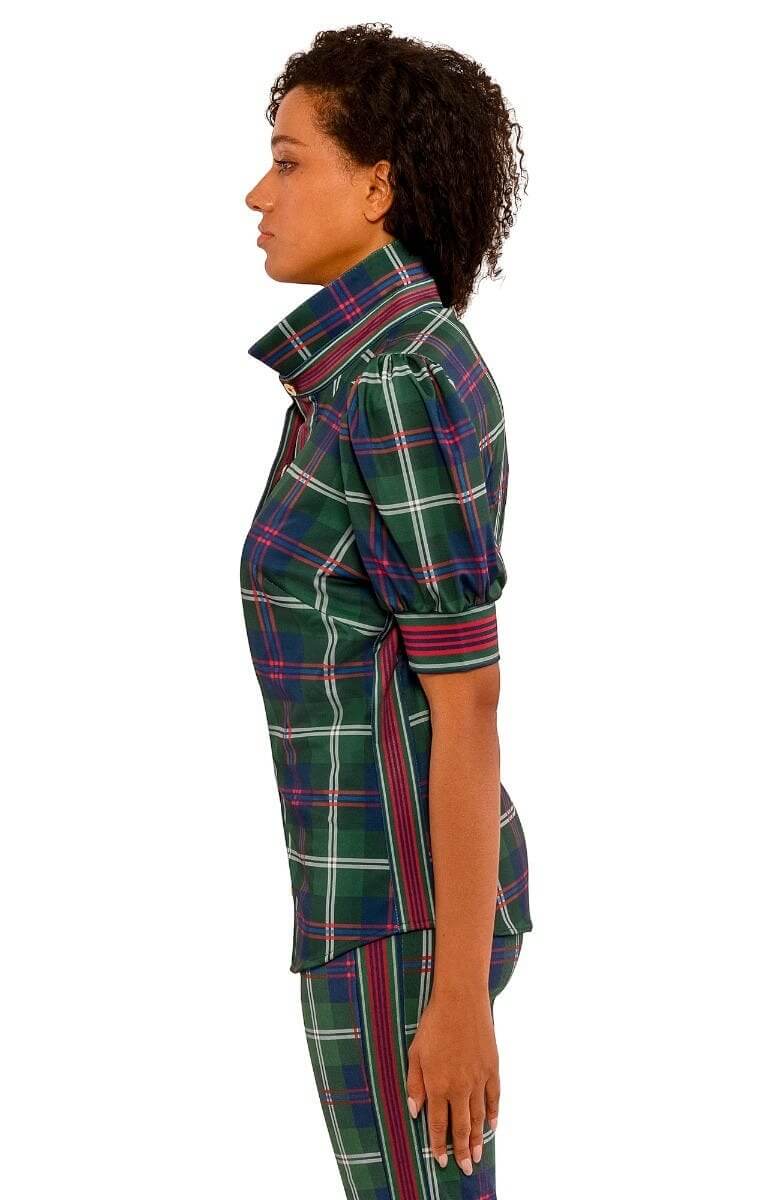 Puff Sleeve Top - Middleton Plaid - Final Sale Green