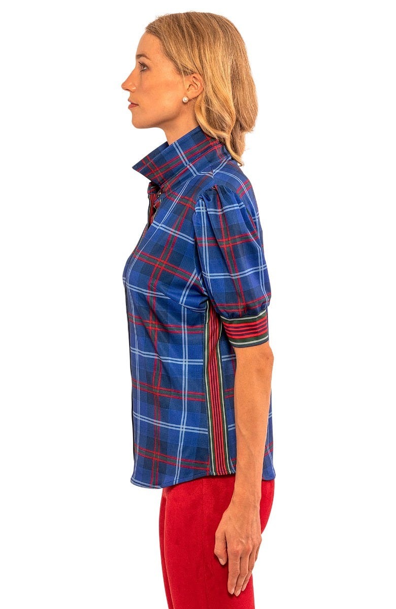 Puff Sleeve Top - Middleton Plaid - Final Sale Navy