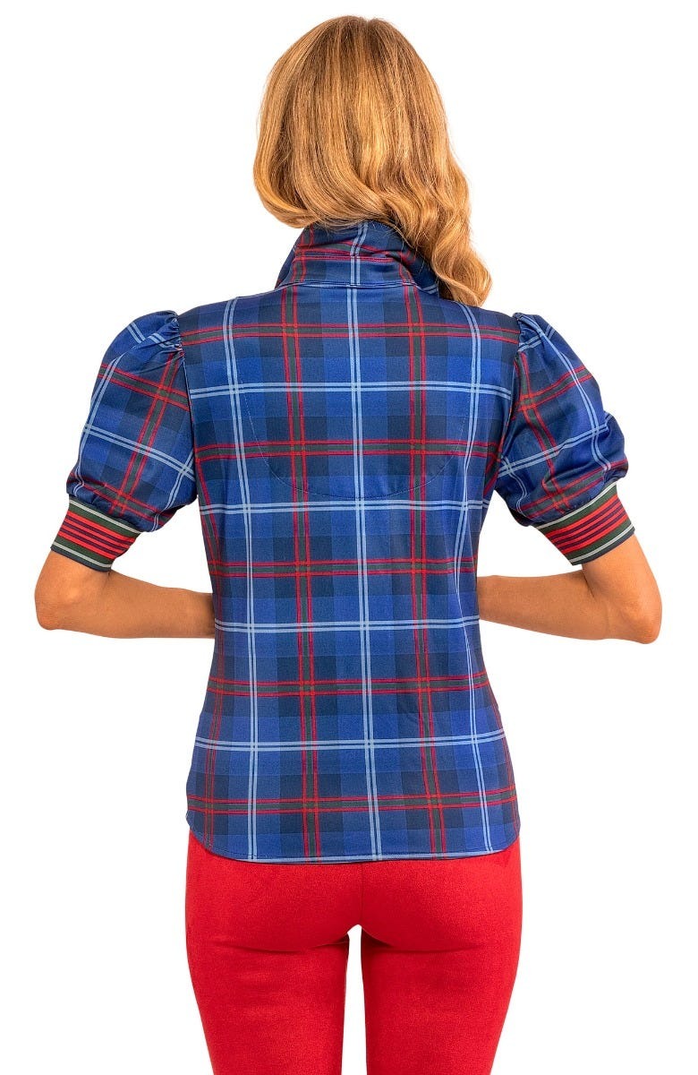 Puff Sleeve Top - Middleton Plaid - Final Sale Navy