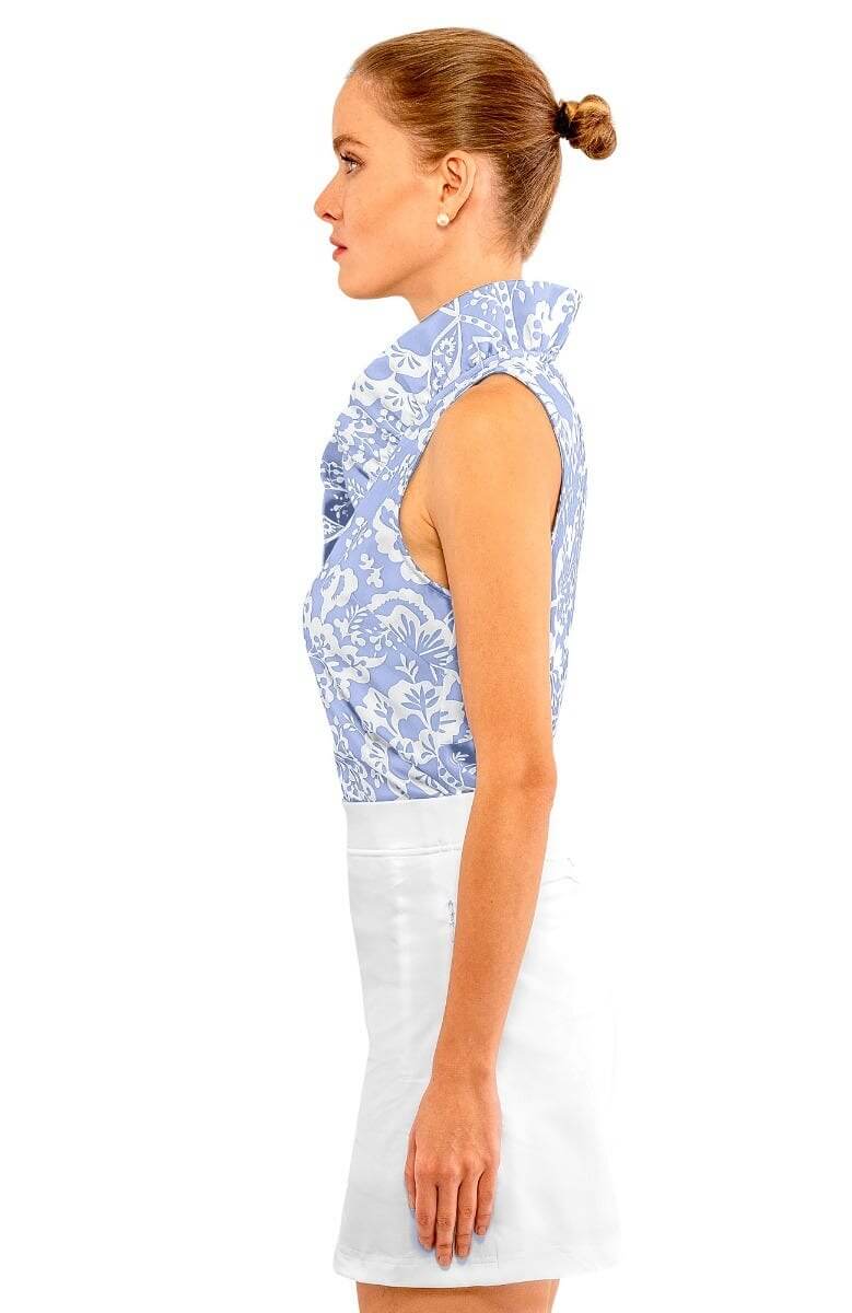 Ruffneck Sleeveless Top - Flora Periwinkle