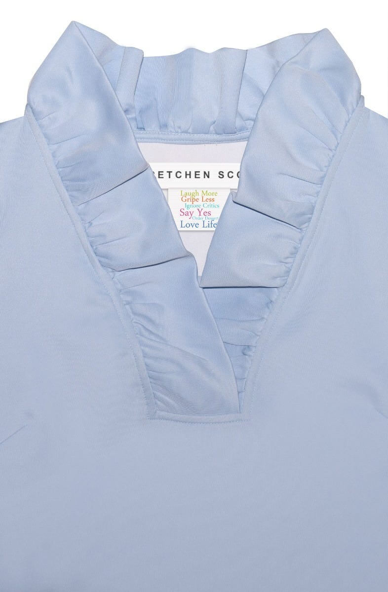 Jersey Ruffneck Top - Solid Periwinkle