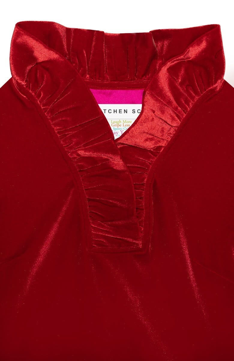 Ruffneck Top - Silky Velvet Red