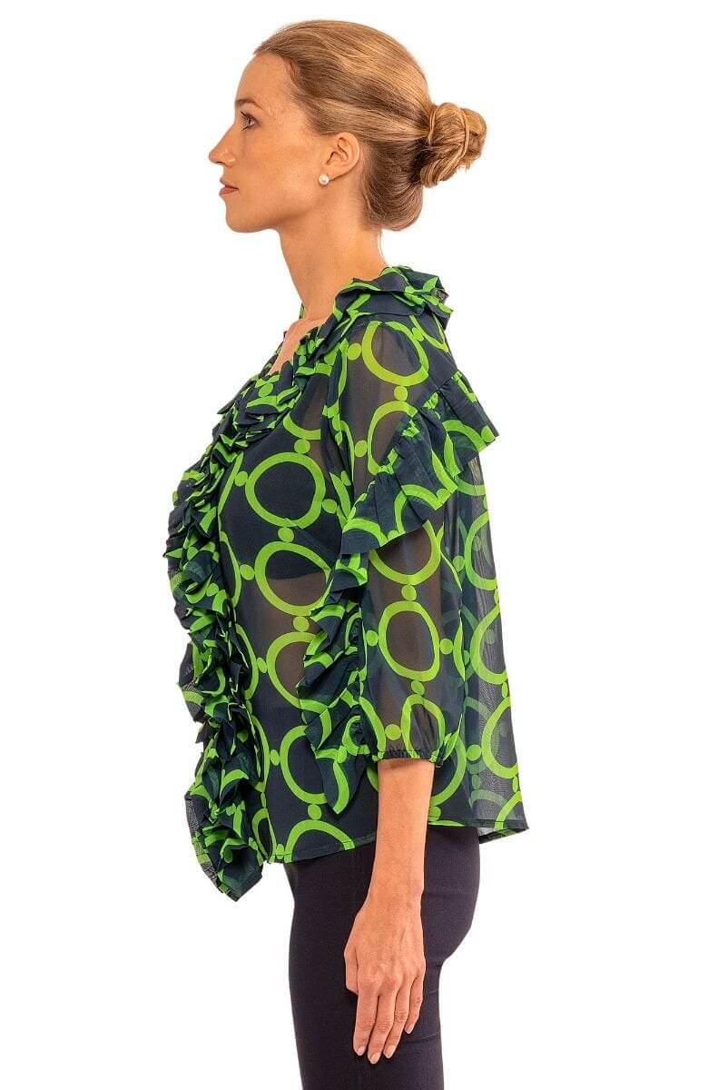 Rufflestiltskin Blouse - Dip & Dot - Final Sale Navy Kelly