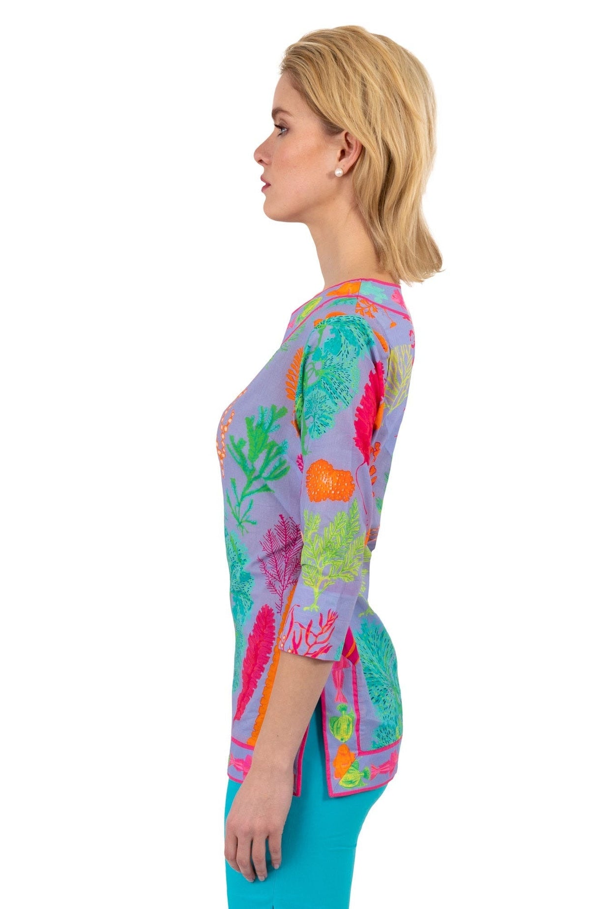 Split Neck Tunic - Sea Sway - Final Sale Periwinkle