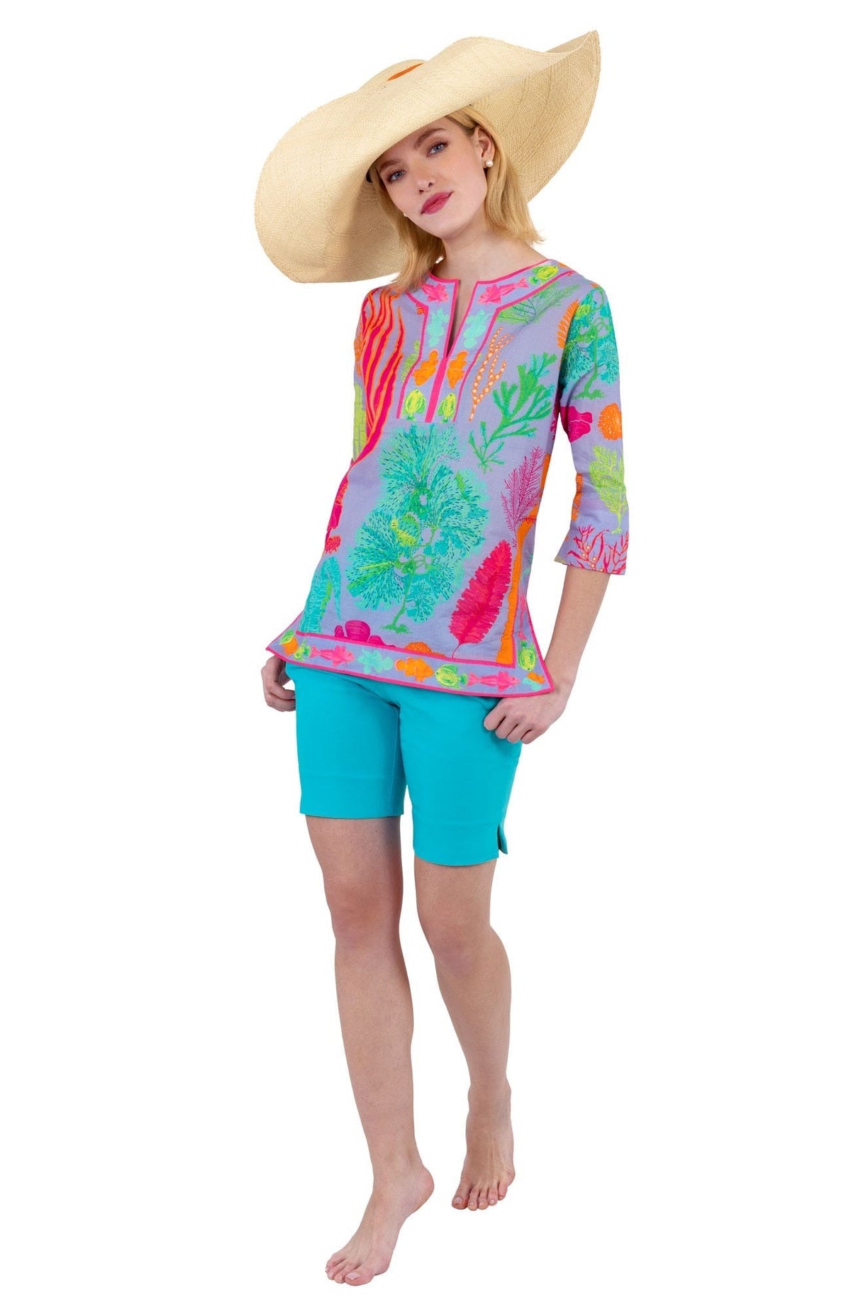 Split Neck Tunic - Sea Sway - Final Sale Periwinkle