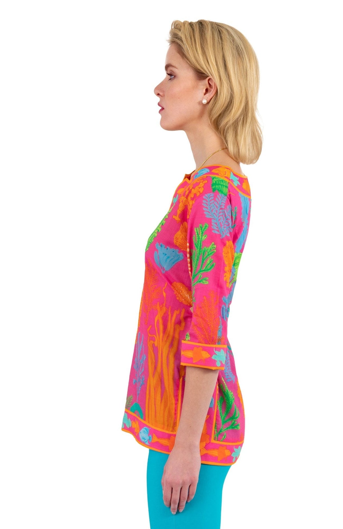 Split Neck Tunic - Sea Sway - Final Sale Pink