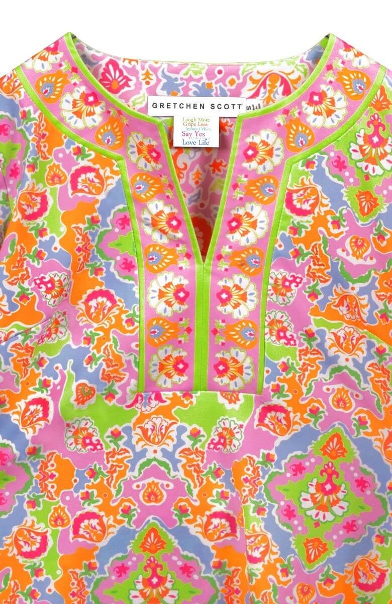 Jersey Split Neck Top - Watteau Lime Pink