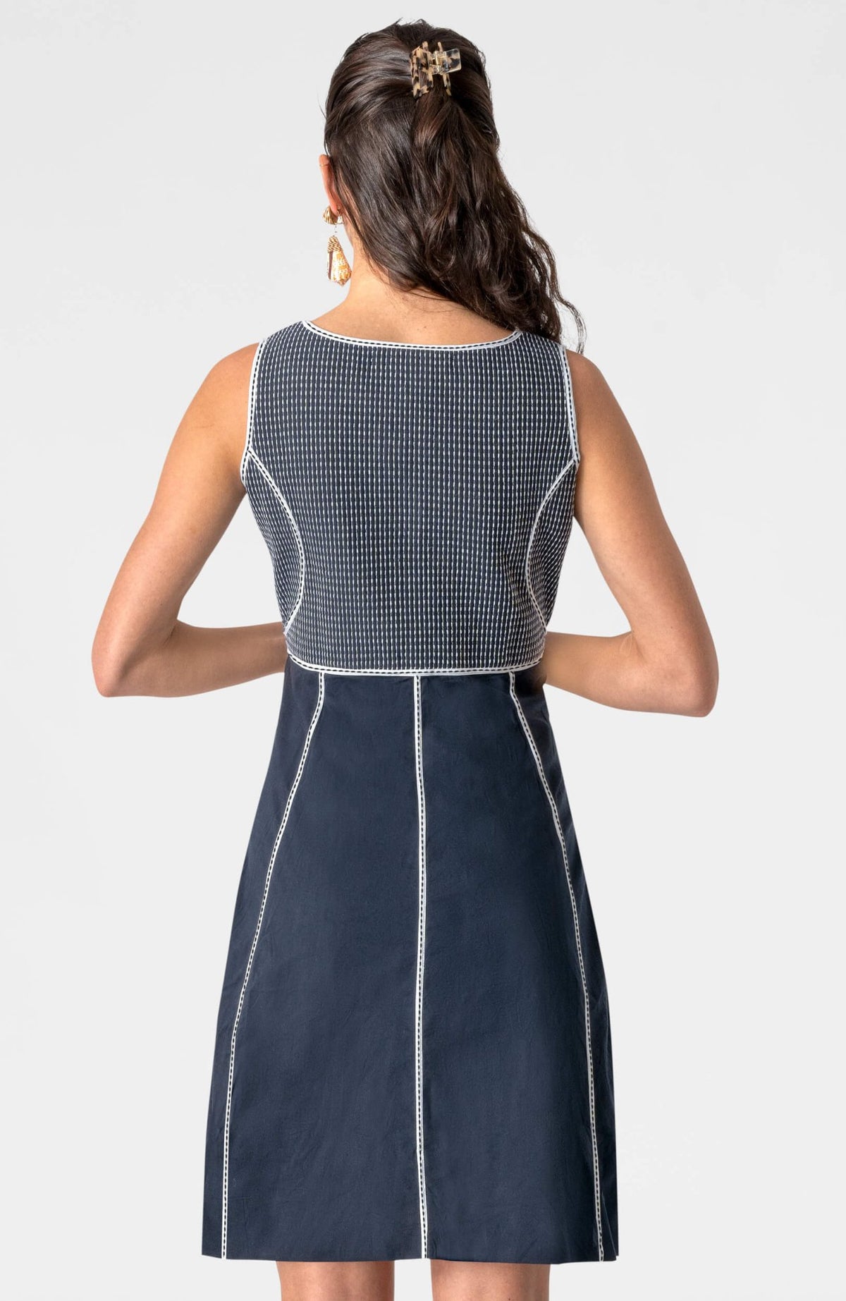 Trapunto Tango Dress Navy White