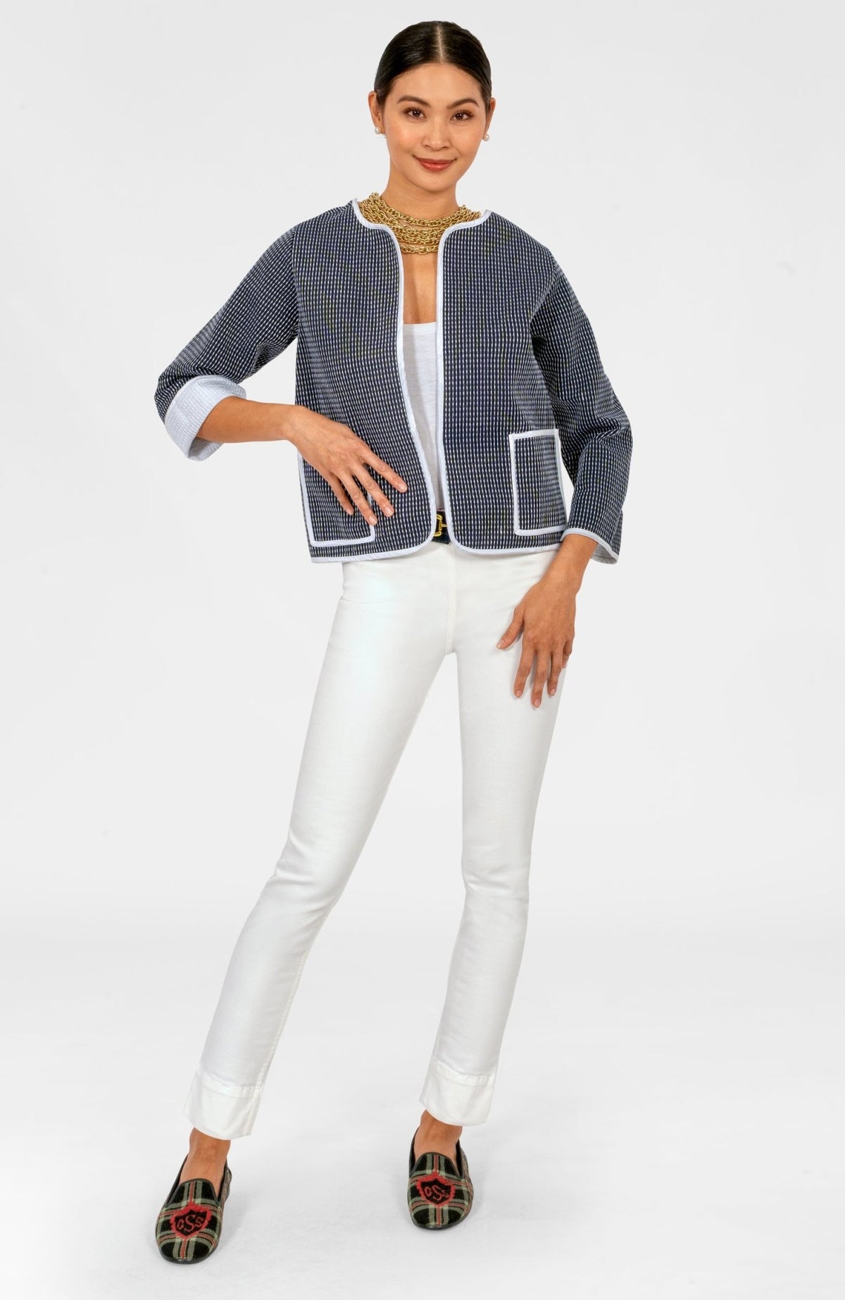 Trapunto Tango Embroidered Jacket Navy