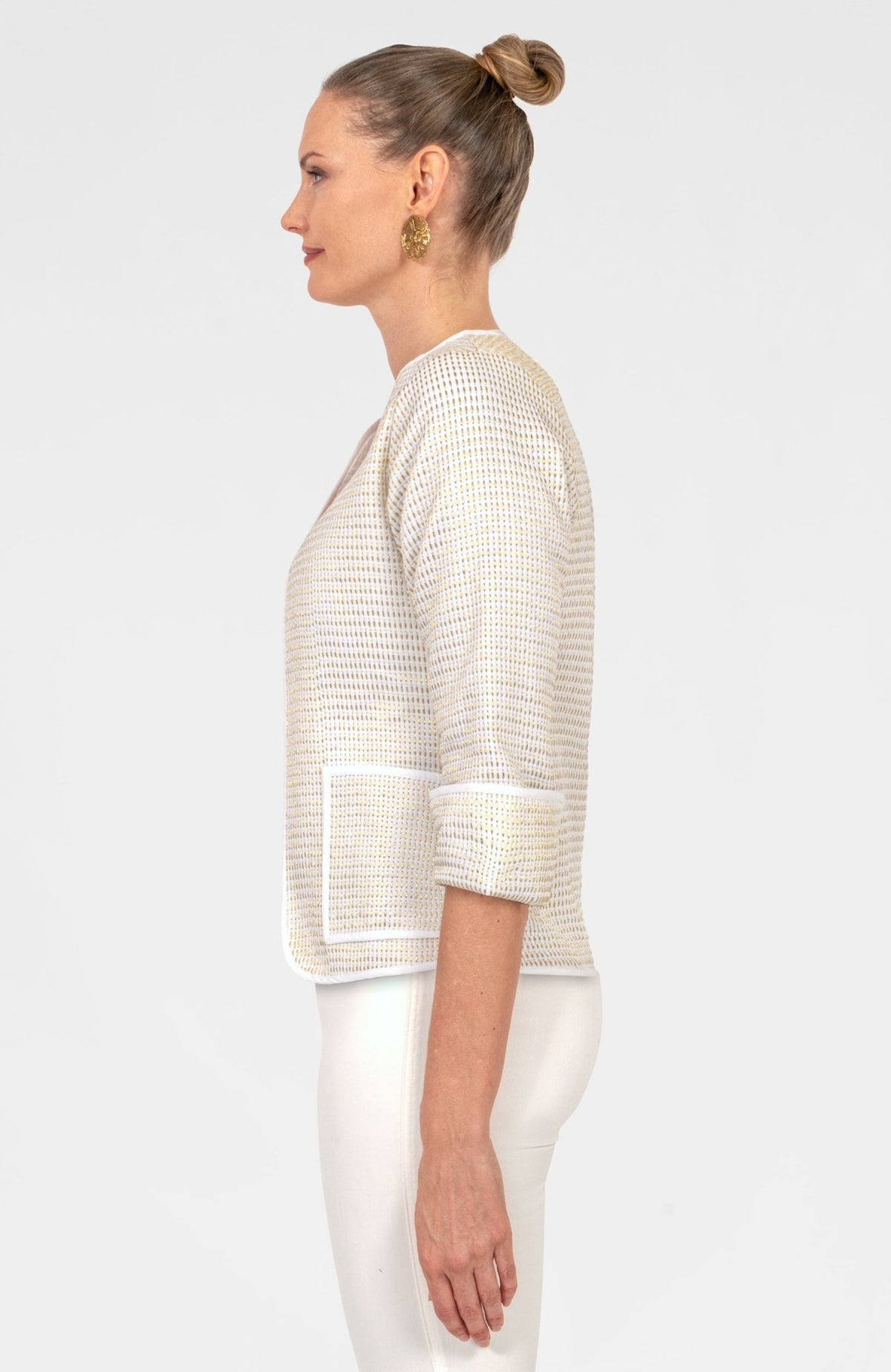 Trapunto Tango Embroidered Jacket White Gold